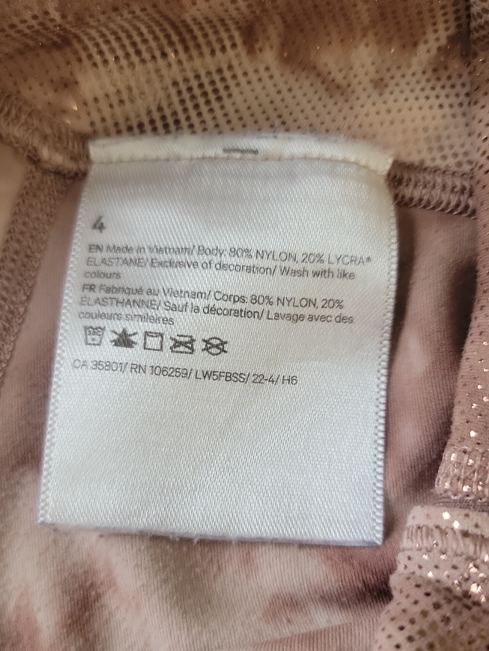 Lululemon Girls Leggings Brown Beige Tie‑Dye High‑Waist Size 4 - Picture 6 of 13